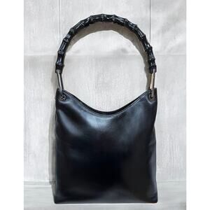 Vintage GUCCI 000 – 3007 Bamboo Top Handle Leather Shoulder Bag